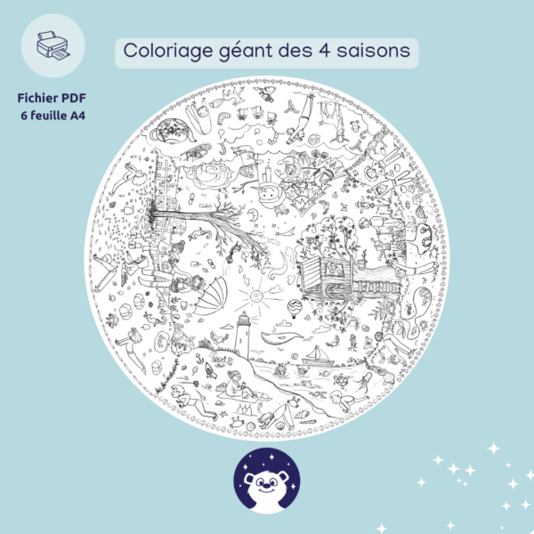 Coloriage géant mandala des 4 saisons