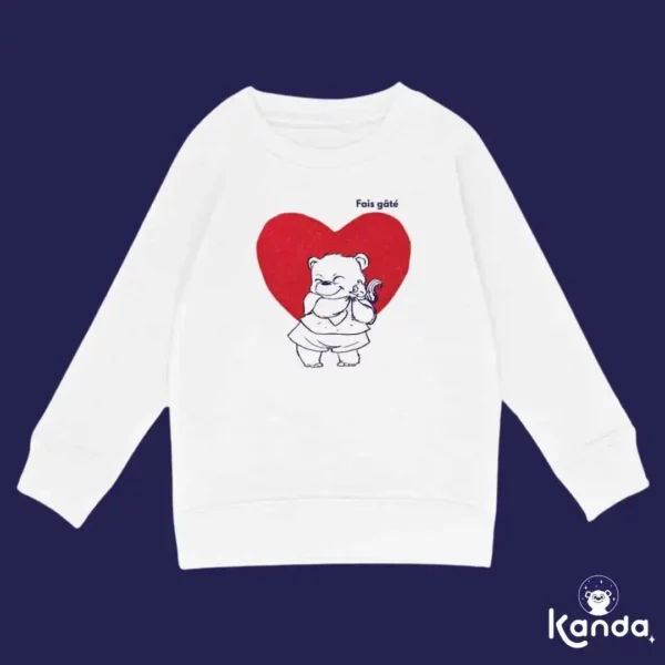 sweat blanc enfant Fais gâté coeur rouge